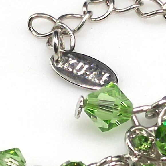 Peridot Green Crystal Necklace Clip Earrings Set, Rhinestones Crystals, 17" & 2" - Picture 2 of 11